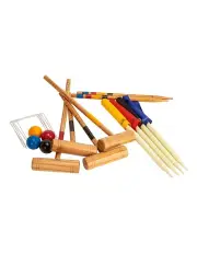 [Jenjo] Outdoor Family Premium Wooden Croquet Ball Mallet Game 4 Player Set w/Carry Bag