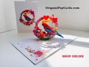 ORIGAMI POP CARD Australian Bird Crimson Rosella 3D Merry Christmas Pop Up Card