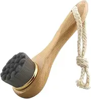 Healeved Facial Cleansing Brush Exfoliating Scrubber Deep Pore Clean Face Scrub Brush Wood Handle Random Color
