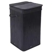 BirdRock Home Laundry Hamper 24.5" x 15" Rectangle Bamboo w/ Lid, Liner Black
