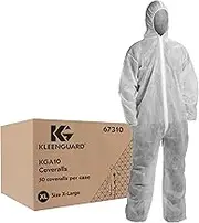 KGA10 Lightweight Coveralls for Non-Hazardous Particulate Protection (67312), Hooded, Zip Front, Elastic Wrists and Ankles, White, 3X-Large (Qty 50)