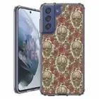 For Samsung Galaxy S20 S21 S23 S24 FE 5g TPU Case+Glass(Grunge Rose/Skull)