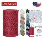 Artisan Quality Berry Red Macrame Cord – 4mm x 547 Yards for Modern Decor