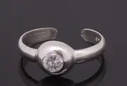 Adjustable Toe Ring Sterling Silver With Cubic Zirconia