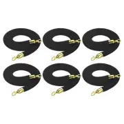 5 Feet Black Velvet Stanchion Rope, 6 Pack Crowd Control Barrier Rope, Golden