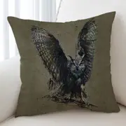 Cool Art Owl Painted on Concrete Cushion Cover