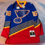 MITCHELL & NESS ST. LOUIS BLUES S BRETT HULL BLUE LINE JERSEY $200 RETAIL