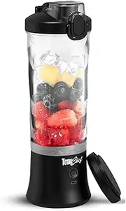 Total Chef Portable Blender – 20 Gram USB Rechargeable Smoothie Mixer, Cordless Mini shaker For Protein Shakes, Cold Coffee, Ice Crushing & Milkshakes On the Go – Stainless Steel Blade, Black