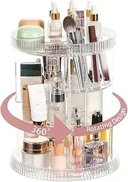 Anshine Makeup Organizer 360 Degree Rotating, Acrylic Adjustable Layer Cosmetic Storage Display Case For Dresser Bathroom