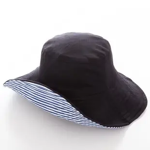 日本sunfamily 雙面雙色可折疊海軍風抗UV帽(黑/藍白條紋雙色)