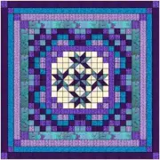 Easy Quilt Kit Nine Patch Star Lily Purple & Aqua/Precut/Ready to Sew!!