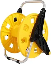 1 2 Inch Garden Hose Reel Portable Garden Hose Holder Holds 60m 197ft Water Pipes for Outside Garden Yard Lawn Yellow H 3050S Horticulture Flexible hose reel storage