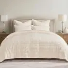 EVERGRACE Velvet Quilt Set King Size Luxury Velvet Bedding Ultra Soft Ruched Qui