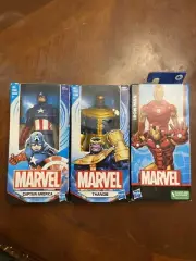 Marvel 6 Inch Super Hero Action Figures- Captain America, Thanos, Iron Man.