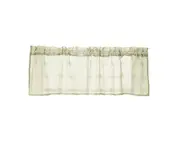 Solid Color Lattice Through Rod Short Curtain Kitchen Cafe Window Valance Decor-Beige
