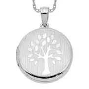 925 Sterling Silver Tree of Life Round Photo Locket Necklace