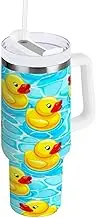 RPLIFE Cute Yellow Ducks Blue Pool 40 Oz Tumbler with Handle, 30oz Tumbler with Handle, Tumblers for Women