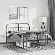 Bed Furniture Metal Bed Frame Without Mattress with Footboard Black 135x190 cm