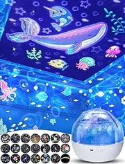 21 Sets of Films, Projector Night Light for Kids Bedroom, Ceiling, Kids Night Light Projector, Star Galaxy Projector for Baby Girls with 360° Rotating, Birthday, Christmas, Nursery, Room Decor