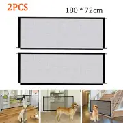 2Pcs Dog Safety Gate Pet Safe Mesh Fence Portable Folding Baby Safety Gate O6H0