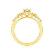 Luminesce Lab Grown 9ct Yellow Gold 1.5 Carat Diamond with 1 Carat Oval Centre Solitaire Fancy Ring, Q
