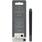 PARKER Quink Fountain Pen Refills, Long Cartridges, Black, 1 Pack of 5
