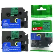 2/Pack 12mm Black on Green Tape for P-touch Model PT1910, PT-1910 Label Maker
