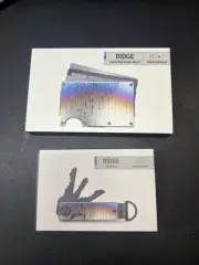 The Ridge Wallet - Burnt Damascus Cash Strap with Money Clip AND KEYCASE BUNDLE