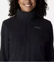 Columbia Black Half Zip Micro-Fleece Jacket Women Size XL Lightweight Lake Aloha