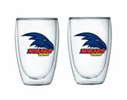 Adelaide Crows AFL Set of 2 Double Wall Glasses Tea Coffee Spirits