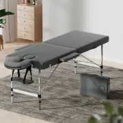 2 Fold Zenses Massage Table Beauty Bed 55cm Portable Grey