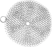 Cabilock Stainless Steel Scrubber for Cast Iron Cleaner Lightweight and Portable Design for Safe Cleaning of Skillets Woks and Frying Pans Silver