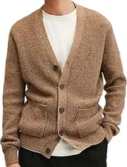[SWJGLITTR] Mens Button Down Cardigan Sweaters Cable Knitted Ribbed Men Jackets Casual Long Sleeve Knitwear Cardigans