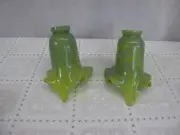 Pair of Hand Blown Glass Tulip Shades Lime Green Crackled