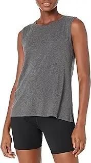 [Amazon Essentials] Women's Soft Cotton Relaxed-Fit Yoga Tank (Available in Plus Size) (Previously Core 10), Dark Grey Heather, 2X