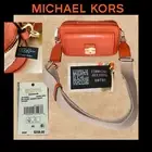 MICHAEL KORS Bradshaw Orange Spice MD Pocket Camera XBody Leather Bag 32F1G2BC2L