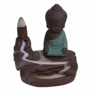 Buddha Meditating Ceramic Backflow Cone Incense Burner Holder Yoga