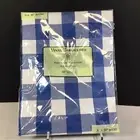 Sultan’s Linens Vinyl Table Cloth Flannel Back 60” Round Blue White Checked NEW