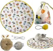 Interactive Cat Toy, Fast Rolling Ball in Play Mat, Interactive Cat Toys Chirping, Motion Activated Cat Toy, Cats Hiding Cover Exercise Toy, Cat Toy with Rolling Ball and Exercise Mat