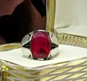Beautiful Unique Ruby Stone Ring Unheated Untreated Ruby For Men Sterling Silver