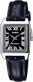 [Casio] LTP-V007L-1B Women's Rectangular Leather Strap Roman Black Dial Dress Watch, Quartz Movement