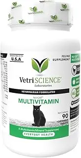 NuCat Multi Vitamin for Cats, 90 Chewable Tablets - Complete MultiVitamin Supports Skin and Coat, Immune System, Eye Sight and Everyday Wellness