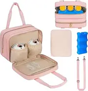 ZIOZERTT Breastmilk Cooler Travel Bag, Wearable Breast Pump Storage Bag Compatible with Momcozy/Medela/Elvie/Willow Breast Pump with Ice Pack and Waterproof Mat,Pink