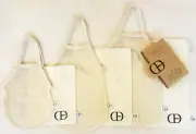 6 piece Set of Reusable Eco-Friendly 100% Cotton Muslin and Mesh Tote bags