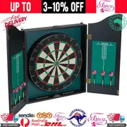 Dartboard in Wooden Cabinet W/ Score Board Case Game Darts Pub Style Dart Board