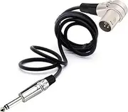 ROBAUN 6.35mm Jack 3pins XLR Connector Head 90 Degree Right Angle Male Micphone Plug Audio Cable Curved Multi-Directional(Silver Black,1.5m)