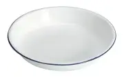 6 x 24cm Enamel Rice Plate Pasta White Blue Rim Camping 4WD Home Caravan Kitchen