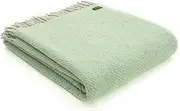 Tweedmill Textiles 100% Pure Wool Blanket Herringbone Throw Design in Grey and Laurel Green | Made in UK Warm & Soft Natural Wool Throw