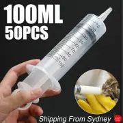 50x 100ml Plastic Syringes Measuring Hydroponics Nutrient Slip Tip Disposable AU