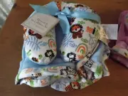 INFANT BABY le bebe BLANKET & NECK SUPPORT PILLOW SET BLUE JUNGLE NWT